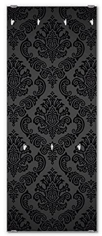 banjado® Wandgarderobe aus Echtglas/Design Garderobe 50 x 125 cm groß/Flurgarderobe mit 7 Haken/Beschreibbares Garderobenpaneel Motiv Black Deluxe