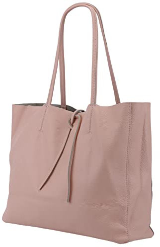 SH Leder ® Damen Echt Rindleder Shopper in Querformat mit Innentasche in vielen Farben Schultertasche Henkeltasche 30x37cm Maja G514 (Nude)