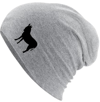 Huuraa Slouch Beanie Esel Silhouette Geschenk | Erwachsenen Wintermütze Baumwolle und Elasthan Mütze Geschenkidee doppellagige Baumwollmütze