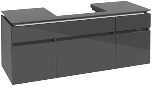 Villeroy & Boch Legato Waschtischunterschrank B685, 1400x550x500mm, Waschtisch mittig, Farbe: Glossy Grey