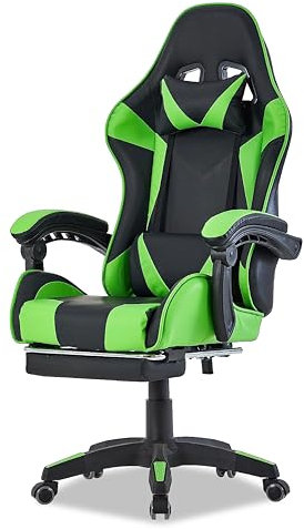 Walden Chaise de Gaming - Dossier et Hauteur d'assise réglable - Chaise pivotante - Chaise de Bureau - Ergonomique - Chaise de Jeu vidéo (Vert)