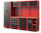 FEISTOS Werkstatteinrichtung Juno 3 | 2640x457x1981 mm Rot/Schwarz | Profi Werkbank & Werkzeugwand für Ordnung in der Werkstatt | 11 Teilig - Werkstattmöbel mit Arbeitsplatte & Lochwand