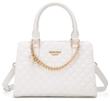 Princely London Handtasche Clara - Elegante Handtasche & Umhängetasche Damen - Ideale Crossbody Bag mit Reißverschluss & Innenfächern - Offwhite