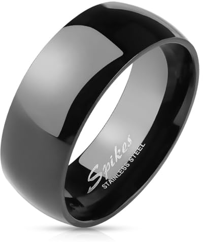 Paula & Fritz® Ring Damen Bandring Schwarz 316L Chirurgenstahl Größe 49 (15,6) - 72 (22,9) 6-mm 8-mm breit Damenring Herrenring Partnerring Glänzend