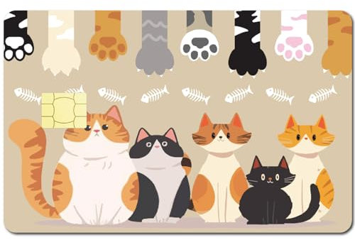 CREATCABIN Katzen-Kreditkarten-Skins,Katzenpfoten-Debitkarten-Skin-Aufkleber Personalisieren Bankkarten,Schutzaufkleber,Wasserfest,Entfernbar,Blasenfrei,Schmal,Für Transport,Schlüsselkarte,186x137mm