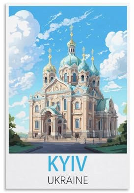 HSAYYIII Kyiv Ukraine Vintage-Reiseposter, 40 x 60 cm, Leinwand-Kunst, Poster und Wandkunst, Bilddruck, Schlafzimmerdekoration