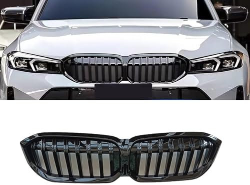 Uklal Auto ABS Front Kühlergrill, Für BMW 3 Series G20 2023-2024 Doppelsteg Sport Front Nieren Kühlergrill Doppel Rippen Grill Auto-Kühlergrill-Zubehör