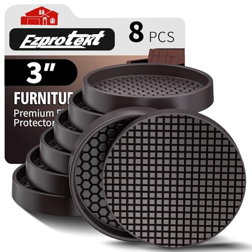 Ezprotekt sous Verres de Meubles 8 roulettes, Patins de Meubles antidérapants Φ 76mm pour sols en Bois Dur, Rondes en Caoutchouc antidérapantes pour Meubles, Protections de Sol antidérapantes, Brun