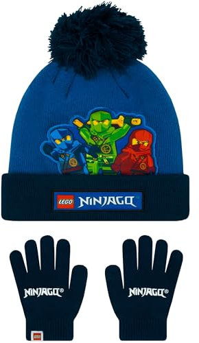 LEGO Ninjago Handschuhe Und Mütze Set | Kai, Lloyd Und Jay Winterset Kinder Junge | Mütze Und Handschuhe | One Size Blau
