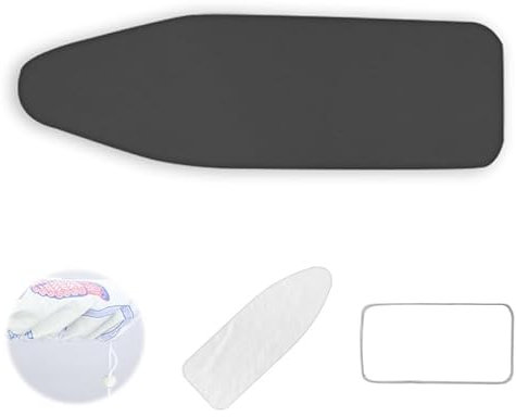 GSKFXJ 48x15in Iron Board Cover For Table Top 54x15in Adjustable Ironing Board Pad Replacement 43x14in Ironing Board Cover Standard Size(Black,97x33cm/38x13in)