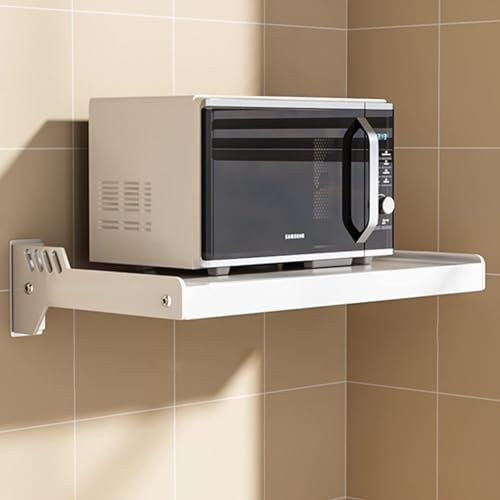 Étagère murale pour four à micro-ondes électrique, peu encombrante, installation facile, durable, polyvalente, support mural pour four à micro-ondes (blanc-a, 55 cm)