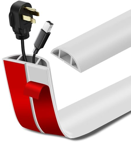 Kabelkanal selbstklebend Länge 3m Boden Kabelbrücke flexiblen Kabelschutz Kabelschacht Kabelabdeckung für Haus Büro Lager Konzert (3m×4cm, Weiß)