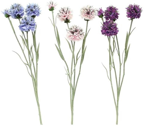 FRANK FLECHTWAREN Kunstblume Kugeldistel, 3er Set, Kunststoff, samtiger Stiel Maße: Länge 59 cm