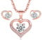 LYL.Adorer Rose Gold Heart Necklace Earring Set,Swarovski Crystal,Jewellery Set Sterling Silver 925,Gift for Women Girls