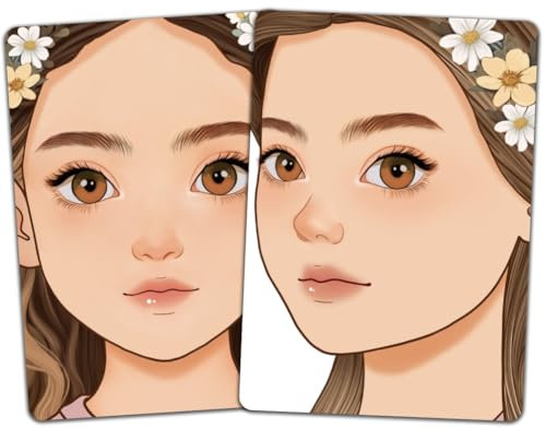 DELORIGIN 2 Stück Übungstafel Zum Schminken Wiederverwendbar Make Up Übung Größe A4 Schaufensterpuppe Gesichts Und Körperbemalungsübung Für Make Up Anfänger (Frau Mit Blümchen)