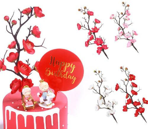 Albero di ciliegio artificiale, rami realistici di fiori di ciliegio rossi, ghirlanda di fiori di ciliegio finti durevole e di lunga durata per decorazione della casa, matrimonio, ufficio, decorazione