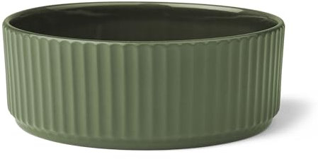 DOG Copenhagen Kronborg Ceramic Dog Bowl - Nordic Design Stoneware - For Dog Food or Water, L, Racing Green