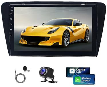10Inch Android 14 Car Stereo for Skoda Octavia Mk3 2013-2018 4G+64G Wired/Wireless Carplay Android Auto Car Radio GPS Sat Nav w/BT WIFI FM/RDS Mirror Link SWC Split Screen AHD Rear Camera Mic