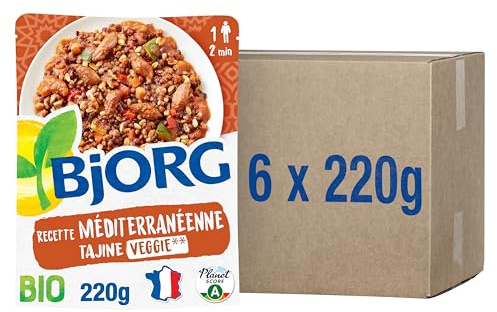 BJORG - Plat Cuisiné Veggie -Tajine - Recette Méditérannéenne - Bio - 220 g