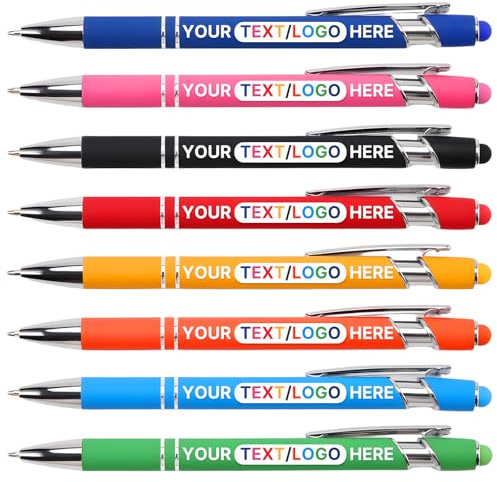 GifXify Personalisierte Stifte, personalisierbar, gravierte Stifte mit Logo oder Nachricht, schwarze Tinte, Stylus-Spitze, Werbe-Kugelschreiber für Partys, Unternehmen, Marketing