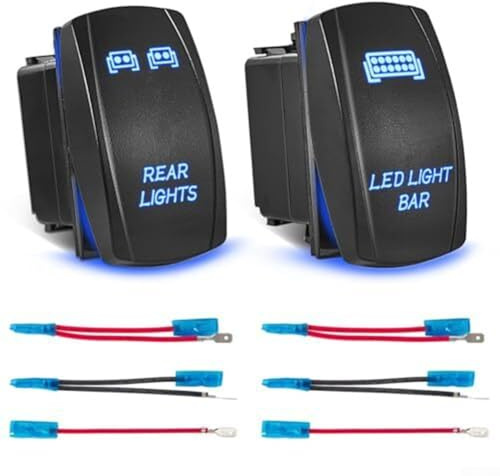 Zilimontt Wippschalter Rücklicht und LED-Lichtleiste Kippschalter 5-polig, IP65 Wasserdicht 20A 12VDC 10A 24VDC, für Auto für ATV UTV für Polaris für RZR SUV für Wrangler Marine Fahrzeuge