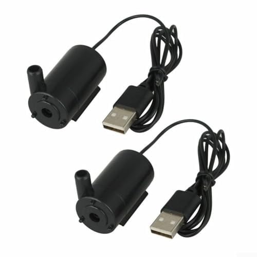 2 Pack USB Mini Submersible Water Pumps for Fish Tank Fountain Use with Stable Water Output (2pcs)