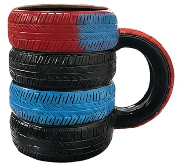 Tea Cups and Tea Cups, 300 ml Funny Mug in the Shape of a Car Tyre for Drinks - Travel Mug for Coffee to Take Away - for Birthday Parties, Christmas Parties, Thanksgiving, Husbands, Dads