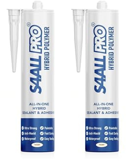 Ivory Kitchen & Bathroom Sealant & Adhesive Hybrid Polymer | Superior to Bathroom Silicone Sealant | Waterproof, Odourless, Anti-Mould | Ideal For Kitchen & Around Bath & Shower - 290 ml 2 Pack