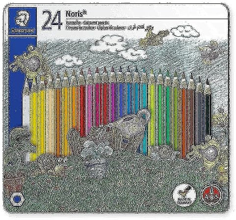 STAEDTLER 145 CM24 Noris Buntstifte, 24 Stück in Metallbox mit Burgmotiv