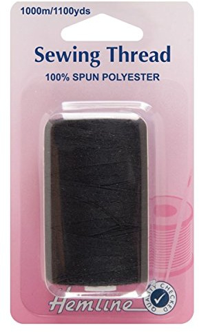 Hemline Black Sewing Thread Machine Hand 100% Spun Polyester 1000m Spool H238.BK Pack Of 1