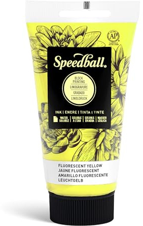 Speedball Water-Soluble Block Printing Ink, 2.5-Ounce Tube, Fluorescent Yellow