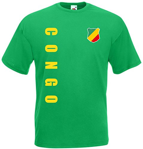 Kongo Congo WM-2022 T-Shirt Trikot Wunschname Nummer Maigrün M