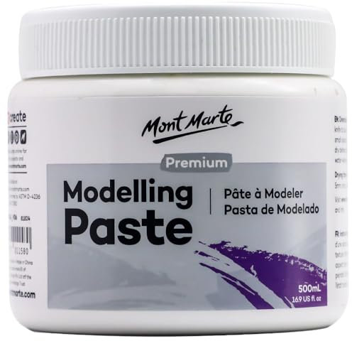 Mont Marte Modeling Paste 500ml – Blanc – Idéal pour les effets 3D – Convient à Peinture Acrylique et Peinture à l'huile - Pate a Modeler pour Toile