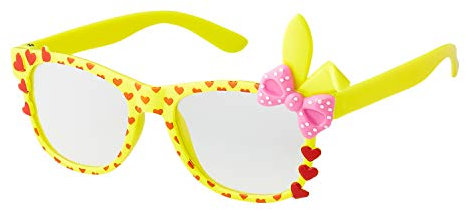 UltraByEasyPeasyStore Gelb Mädchen Kostüm Brille Kinder Hase Ohr Herz Bogen Klare Linse Klassische Stil Rahmen Partys Nerds Geek