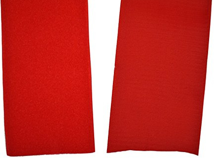 SAN Klettband rot 100 mm breit 1 Meter Klettverschluss Hakenband und 1 Meter Flauschband