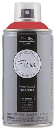 FLEUR Spray Vernice Chalk Paint, Extra Opaco, all' Acqua senza Odore, MultiSuperficie, 300 ml F27 Tomato Red, Effetto Gesso, Shabby Chic Vintage, per Mobili, per Interno - Esterno