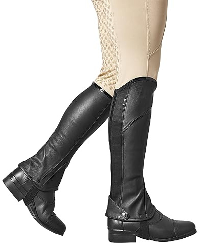 Dublin Stretch Fit Half Chaps, Black/Patent Piping, Adults Medium