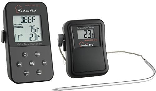 TFA Dostmann Küchen-Chef Funk-Grill-Bratthermometer, 14.1504, für ideal gebratenes Fleisch, L 60 (65) x B 21 (28) x H 105 mm