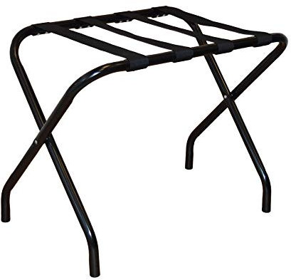 Harbour Housewares Porte-bagages pliable en métal - Noir - Lot de 1 - Valise pliable portable à un seul niveau pour la maison, la chambre à coucher, support de valise pliable, support de rangement