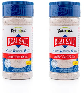 Redmond Real Sea Salt - Natural Unrefined Gluten Free Fine, 10 Ounce Shaker (2 Pack)