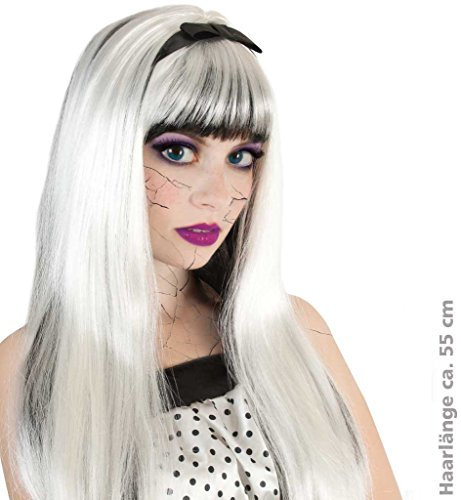 Perücke Scary Lucy Perücke mit schwarzer Schleife, ca. 55cm lang* NEU bei Pibivibi