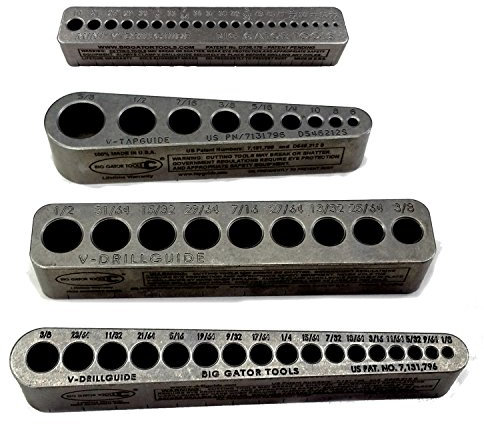 Big Gator Tools Herramientas grande Gator BGT V4 Paquete VDrill Guía SAE Número + Tamaños de taladro de 4 piezas Kit
