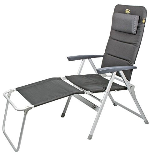 Campingstuhl Grenoble Lehne 7-Fach verstellbar Gartenstuhl belastbar bis 120 Kg + Fussteil + Nackenkissen