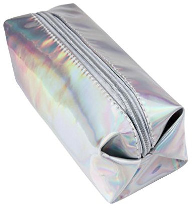 HENGSONG Make Up Beutel Pinseltasche Schule Mäppchen Stifttasche Federmäppchen mit Reißverschluss 16 * 11 * 6CM (Silber)
