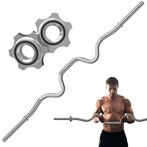 Umi EZ Curl Bar with Spinlock Collars for 1-Inch Plates, Suitable for Bench Press, Squats, Curls, Deadlifts, Powerlifts, 4 Ft/1.2 m