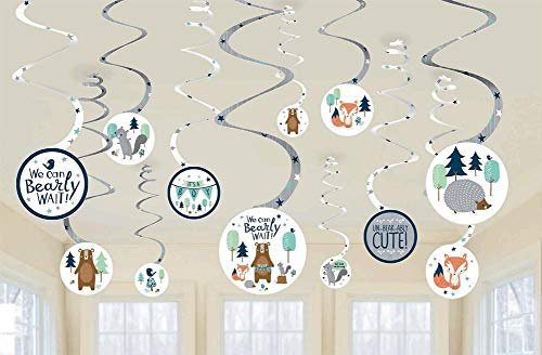 Amscan 672164 - Baby Shower Bear-ly Wait Hanging Swirl Decorations - 12 Pack