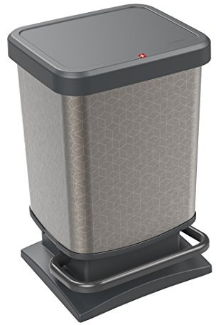 Rotho Paso Mülleimer 20l mit Pedal und Deckel, Kunststoff (PP) BPA-frei, silberhexagon, 20l (29.3 x 26.6 x 45.7 cm)