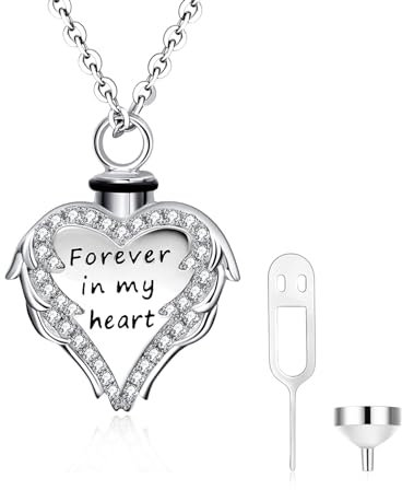 WINNICACA Asche Memorial Denkmal Urne Anhänger 925 Sterling Silber Gravur Forever in My Heart für Urnenschmuck