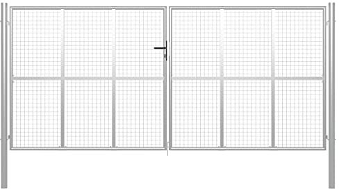Gartentür Zauntor -Hoftor,Gartentor Verzinkter Stahl 415 x 250 cm Silbern