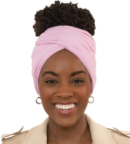 Head Wraps for Black Women - African Hair Wrap & Hair Scarf - Jersey Hair Turbans for Women - Soft & Breathable Headwrap, rose pink, Einheitsgröße